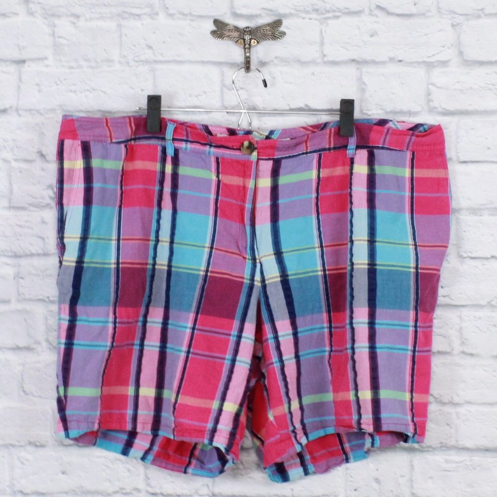 LIZ CLAIBORNE Pink Paid Jackie Fit Shorts Size 24 - Picture 1 of 12